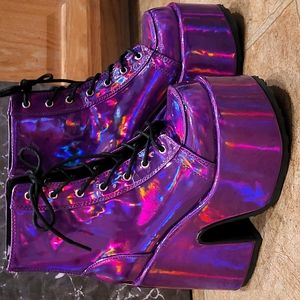 Demonia - Purple Camel Platform Heel Boots